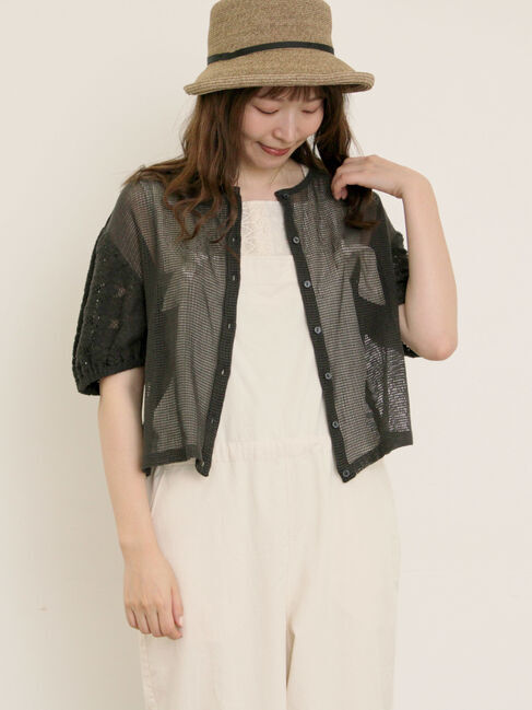 Samansa Mos2「前後2WAYメッシュレースカーディガン」|カーディガン|チャコールグレー