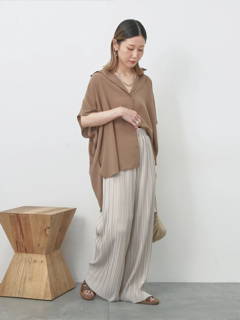 Samansa Mos2 blue「【接触冷感】ポンチョブラウス」|シャツ・ブラウス|