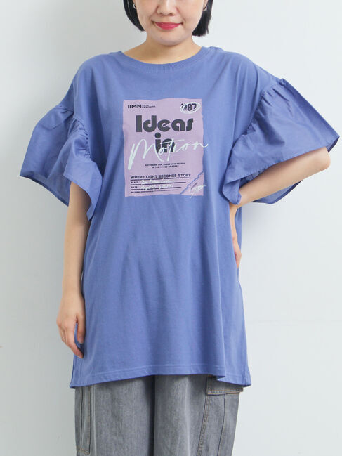 SM2「[接触冷感]フレアスリーブチュニックTシャツ」|シャツ・ブラウス|ブルー