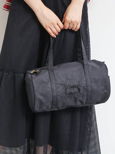 Samansa Mos2「カレッジ刺繍ボストンバッグ」|その他|ブラック