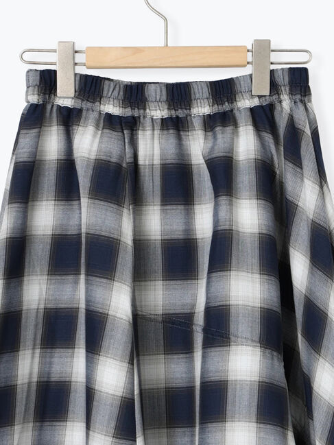 Samansa Mos2 blue「オンブレチェックドロストギャザースカート」|スカート|