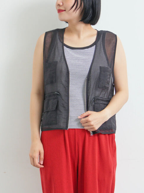 SM2「シアーナイロンジップベスト」|ダウンベスト・ベスト|ブラック