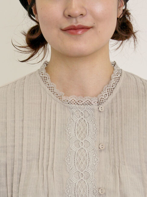 Samansa Mos2「ドビーストライプレースブラウス」|シャツ・ブラウス|