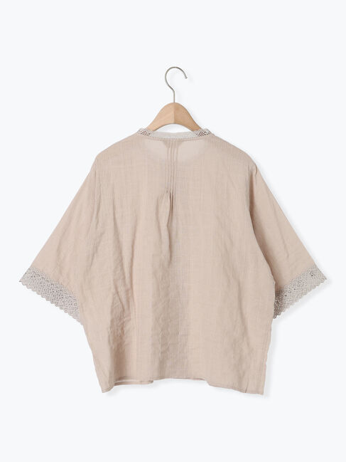 Samansa Mos2「ドビーストライプレースブラウス」|シャツ・ブラウス|