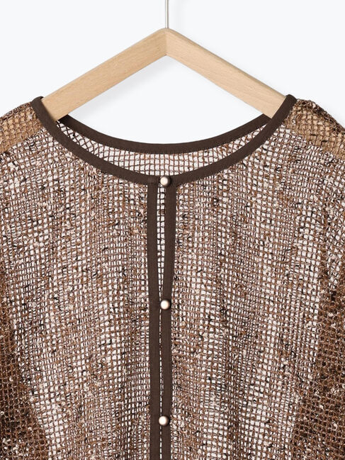 Samansa Mos2 blue「前後2wayメッシュレースカーディガン」|カーディガン|