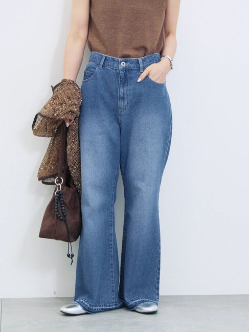 Samansa Mos2 blue「【ECO DENIM 】 フレアパンツ」|その他|ブルー