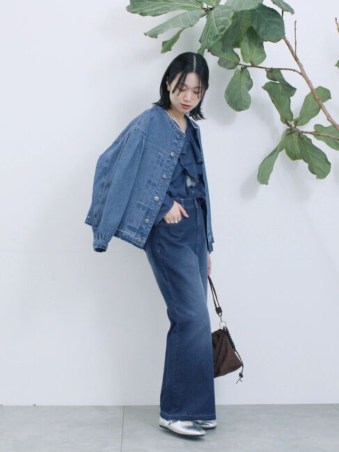 Samansa Mos2 blue「【ECO DENIM 】 フレアパンツ」|その他|