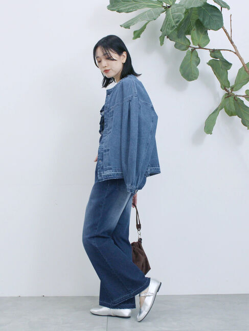 Samansa Mos2 blue「【ECO DENIM 】 フレアパンツ」|その他|