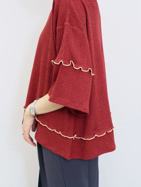 Samansa Mos2 blue「配色メローアソートプルオーバー」|Tシャツ・カットソー|