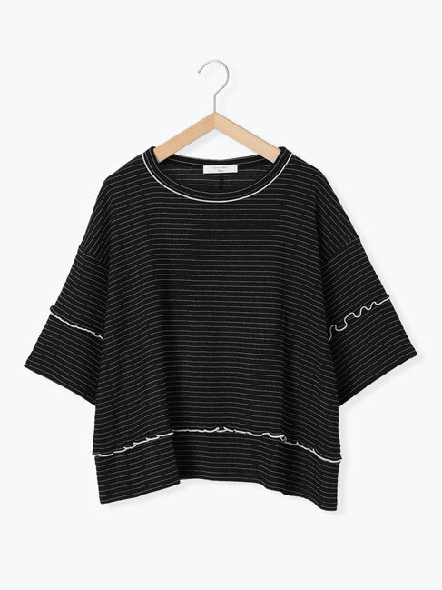 Samansa Mos2 blue「配色メローアソートプルオーバー」|Tシャツ・カットソー|