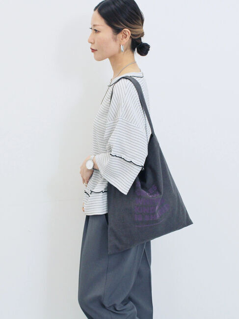 Samansa Mos2 blue「配色メローアソートプルオーバー」|Tシャツ・カットソー|