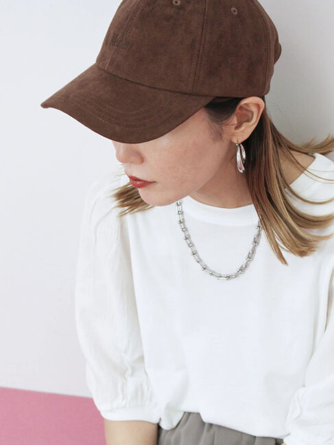 Samansa Mos2 blue「スエードロゴ刺繍キャップ」|その他|