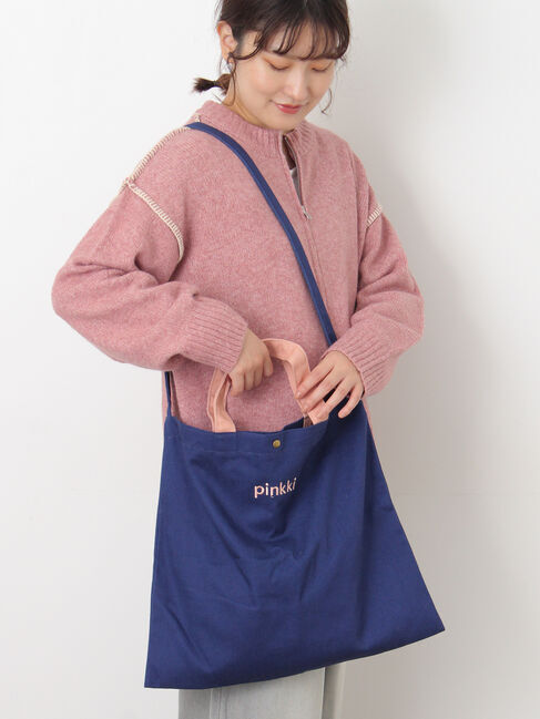 Samansa Mos2「【2WAY】ロゴ刺繍トートバッグ」|その他|ネイビー