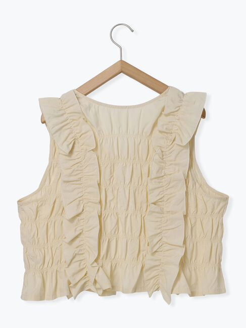 Samansa Mos2「シャーリングフリルベスト」|ダウンベスト・ベスト|