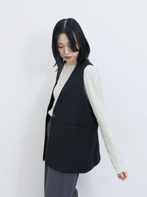 Samansa Mos2 blue「シアーレースロンT」|Tシャツ・カットソー|