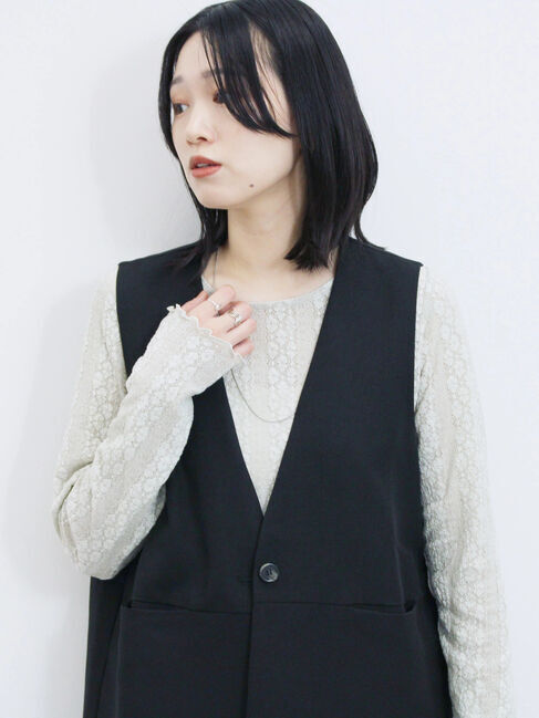 Samansa Mos2 blue「シアーレースロンT」|Tシャツ・カットソー|