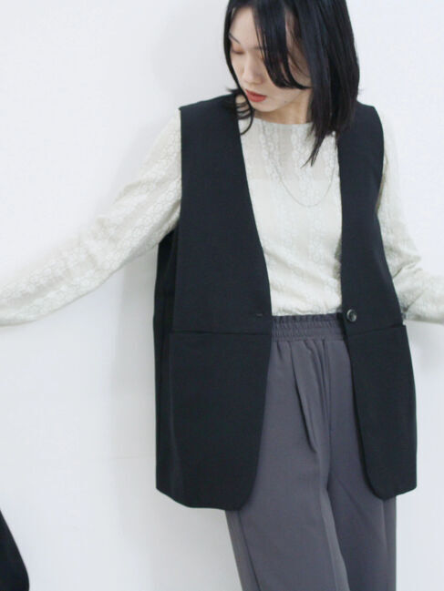 Samansa Mos2 blue「シアーレースロンT」|Tシャツ・カットソー|