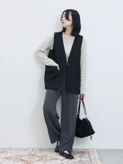 Samansa Mos2 blue「シアーレースロンT」|Tシャツ・カットソー|