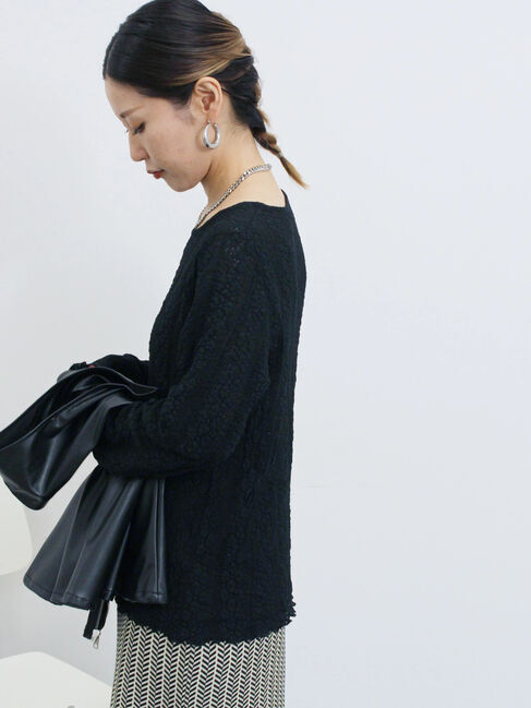 Samansa Mos2 blue「シアーレースロンT」|Tシャツ・カットソー|