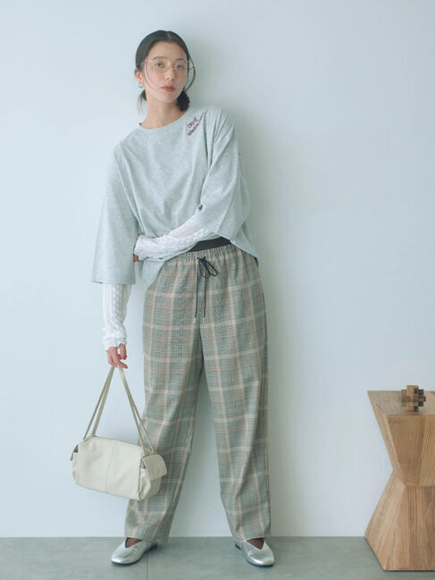 Samansa Mos2 blue「ダブルウエストアソートイージーパンツ」|その他|ブラウン