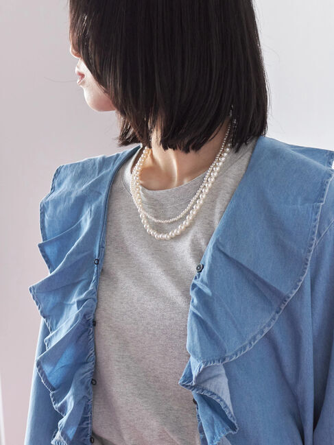 Samansa Mos2 blue「2連パールネックレス」|その他|