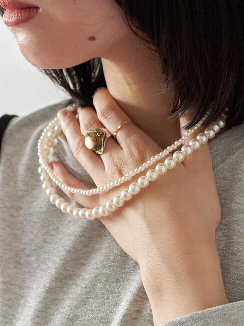 Samansa Mos2 blue「2連パールネックレス」|その他|