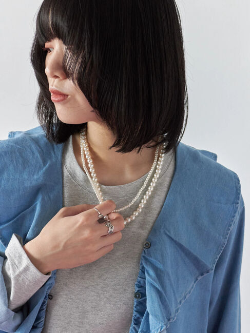 Samansa Mos2 blue「2連パールネックレス」|その他|