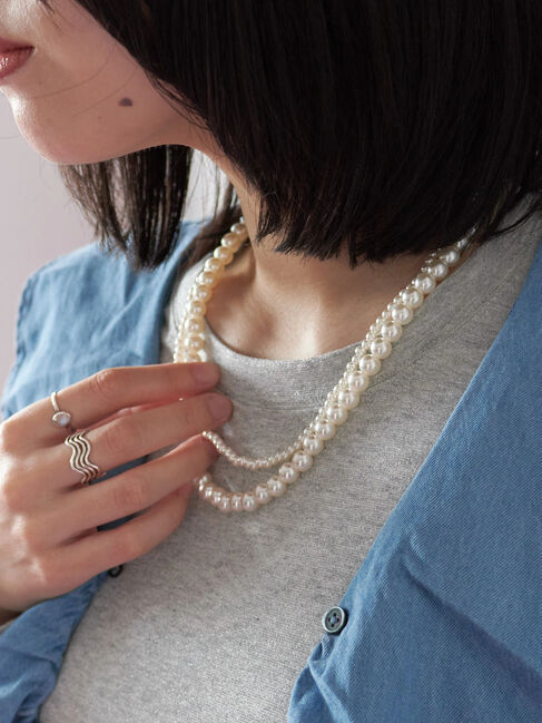 Samansa Mos2 blue「2連パールネックレス」|その他|