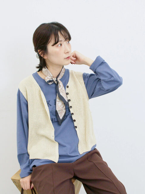 Samansa Mos2 blue「バンダナ付きニットベスト」|ニット・セーター|