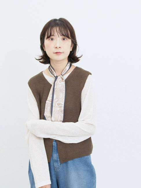 Samansa Mos2 blue「バンダナ付きニットベスト」|ニット・セーター|