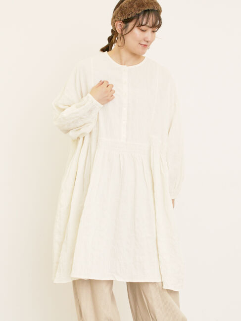 Samansa Mos2「シャーリング切替ふんわりチュニック」|シャツ・ブラウス|