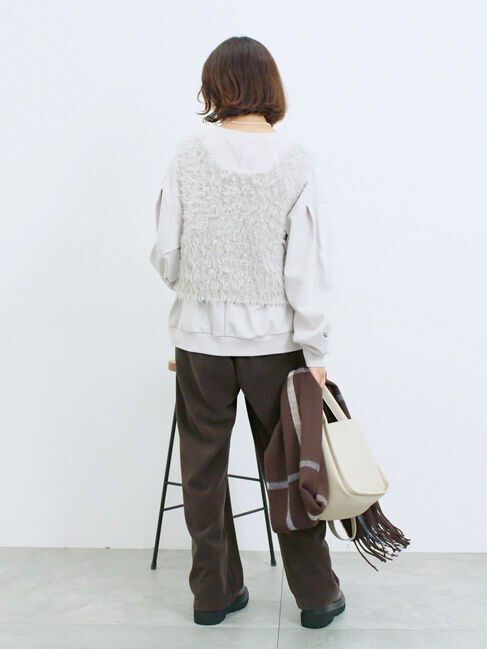 Samansa Mos2 blue「ふわふわショート丈ニットベスト」|ニット・セーター|