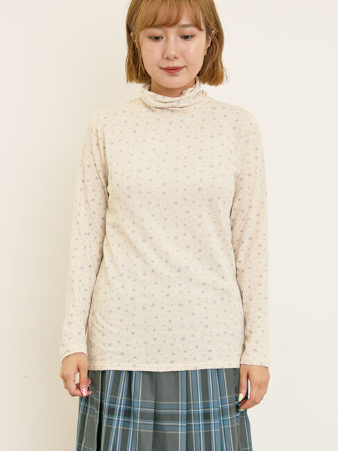 Samansa Mos2「【吸湿発熱】ベア天雪柄タートルネックインナー」|Tシャツ・カットソー|