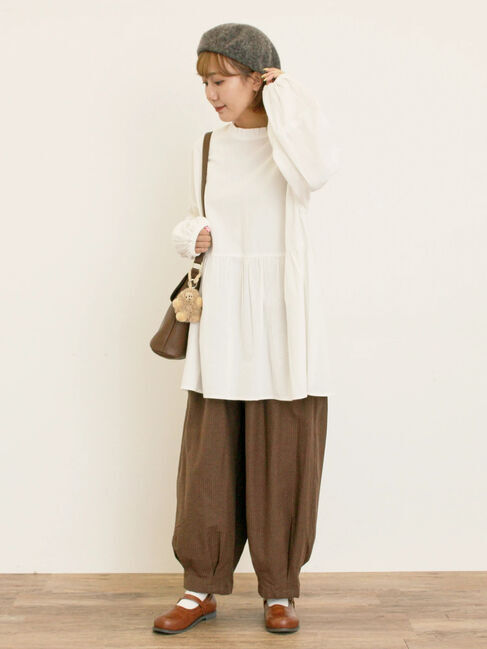 Samansa Mos2「ストライプツイル裾タックパンツ」|その他|
