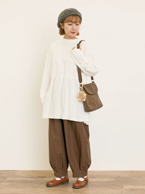 Samansa Mos2「ストライプツイル裾タックパンツ」|その他|