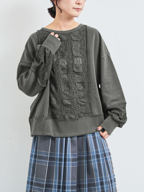 SM2「レース切替裏毛プルオーバー」|Tシャツ・カットソー|