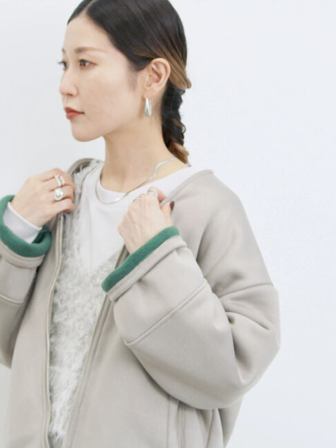 Samansa Mos2 blue「【マシンウォッシャブル】マルチスタイルボンディングブルゾン」|ブルゾン・スタジャン|