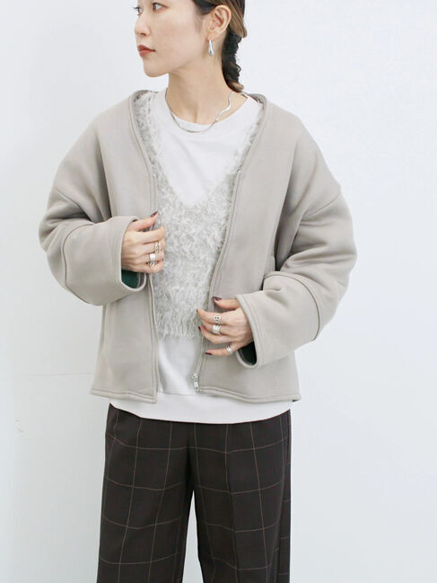 Samansa Mos2 blue「【マシンウォッシャブル】マルチスタイルボンディングブルゾン」|ブルゾン・スタジャン|