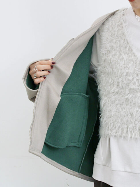 Samansa Mos2 blue「【マシンウォッシャブル】マルチスタイルボンディングブルゾン」|ブルゾン・スタジャン|