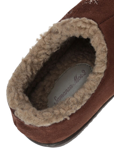 Samansa Mos2「雪柄刺繍ムートンシューズ」|ショートブーツ|