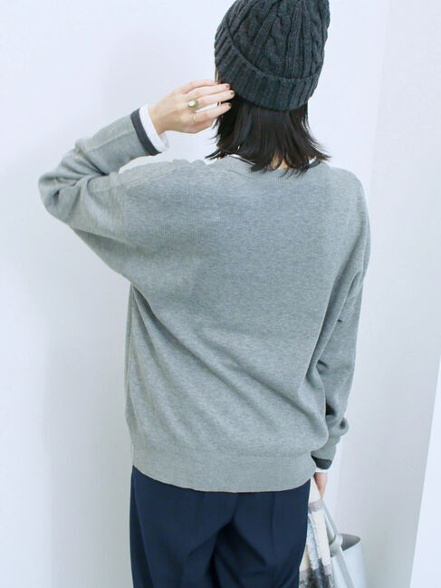 Samansa Mos2 blue「アソートロゴジャガードニットプルオーバー」|ニット・セーター|