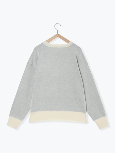 Samansa Mos2 blue「アソートロゴジャガードニットプルオーバー」|ニット・セーター|