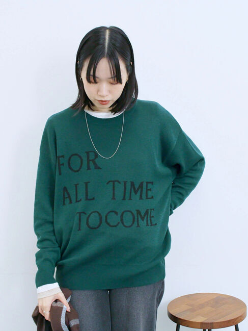 Samansa Mos2 blue「アソートロゴジャガードニットプルオーバー」|ニット・セーター|