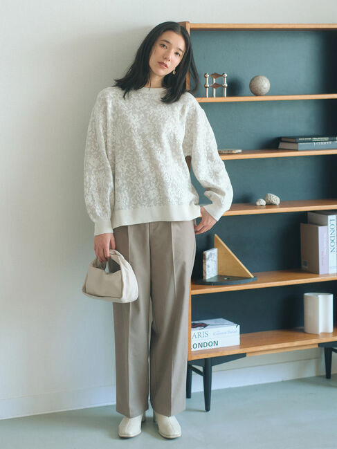 Samansa Mos2 blue「微起毛花ジャガードニットプルオーバー」|ニット・セーター|