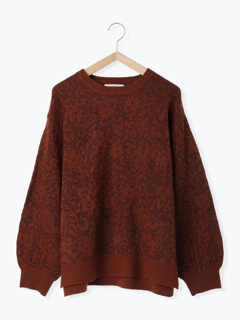 Samansa Mos2 blue「微起毛花ジャガードニットプルオーバー」|ニット・セーター|