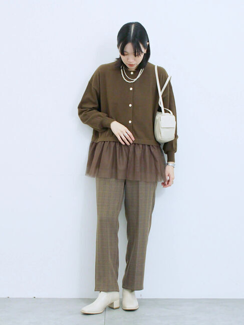 Samansa Mos2 blue「カチオン染めチェックパンツ」|その他|