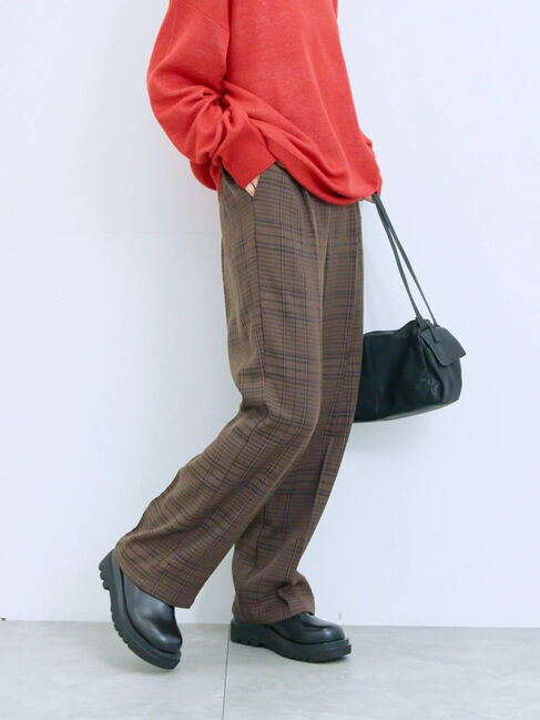 Samansa Mos2 blue「カチオン染めチェックパンツ」|その他|