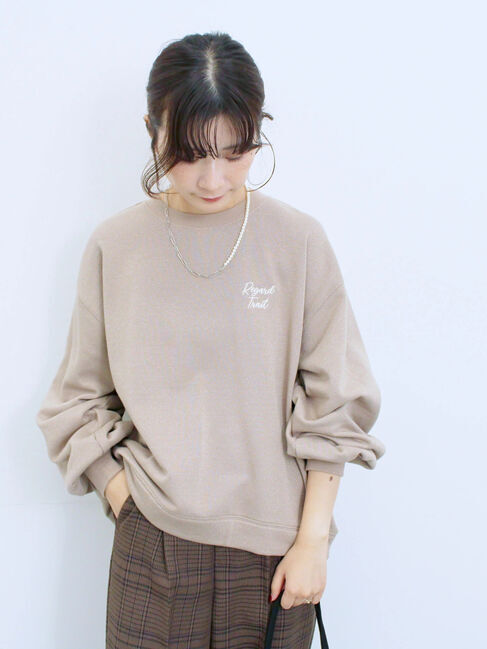 Samansa Mos2 blue「ラメ裏毛プルオーバー」|Tシャツ・カットソー|