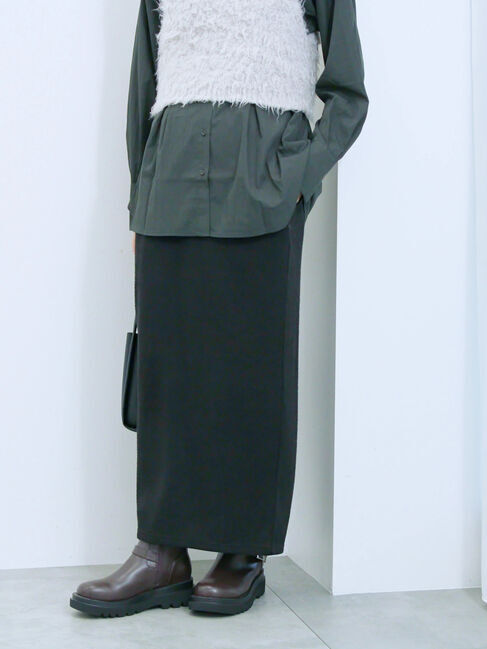 Samansa Mos2 blue「カットリブナロースカート」|スカート|