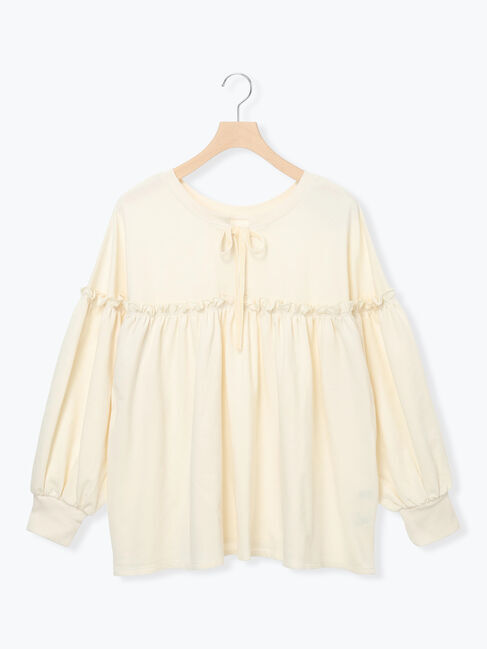 Samansa Mos2「ミニ裏毛切替ギャザープルオーバー」|Tシャツ・カットソー|